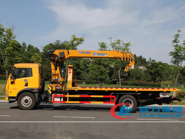 國六解放龍V帶吊平板清障拖車